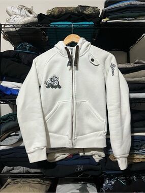 Salomon White Hooded Zip Jacket with Embroidered Accents